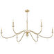 Toussant 6 Light 63 inch Mondern Gold Chandelier Ceiling Light in Modern Gold