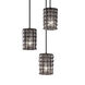 Wire Glass 3 Light 4 inch Polished Chrome Pendant Ceiling Light in Black Cord, Swirl with Clear Bubbles