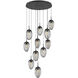 Meteo Incandescent 11 Light Matte Black Chandelier Ceiling Light, Round Multi-Port
