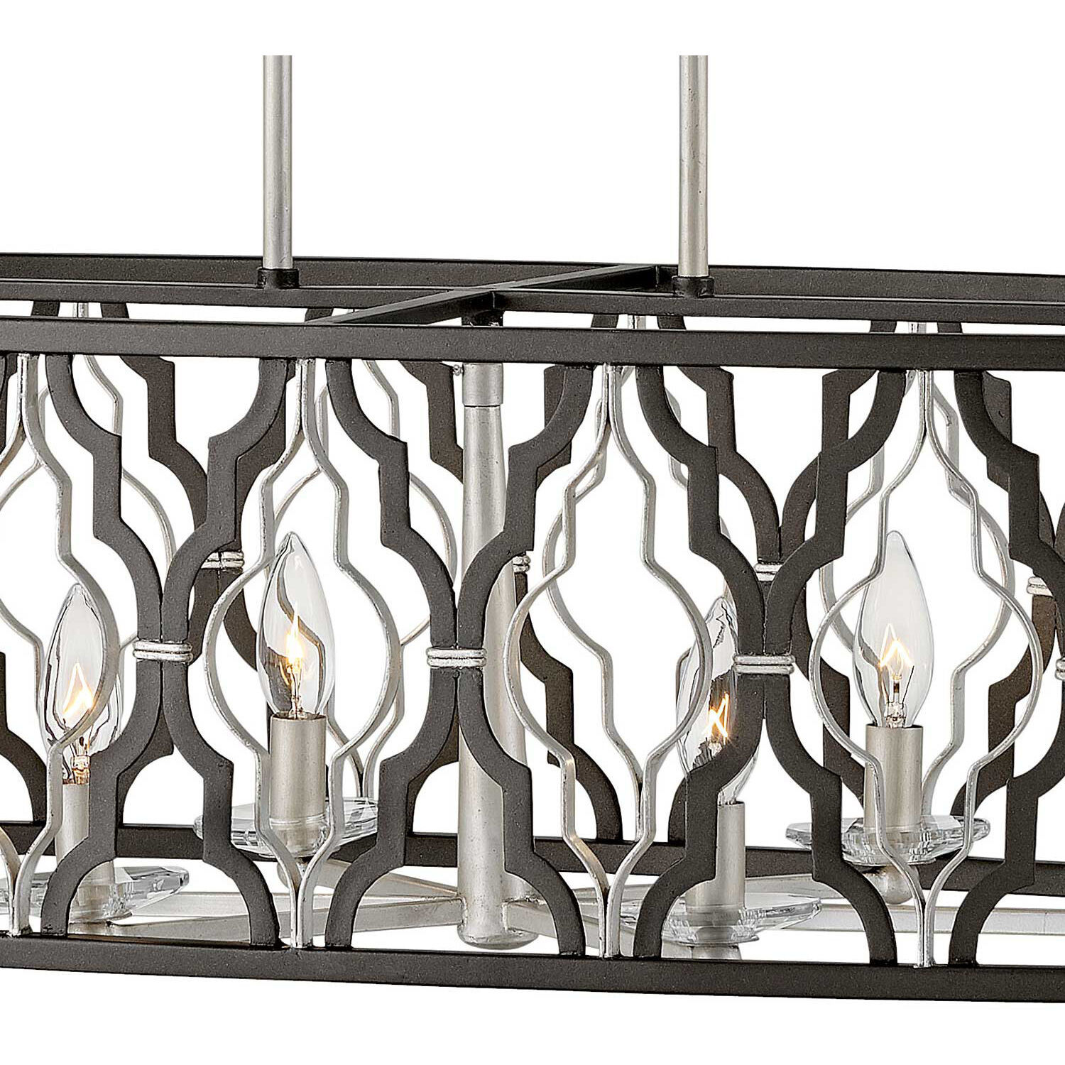 Portico 6 Light 42 inch Glacial with Metallic Matte Bronze Indoor Linear Chandelier Ceiling Light, Oval