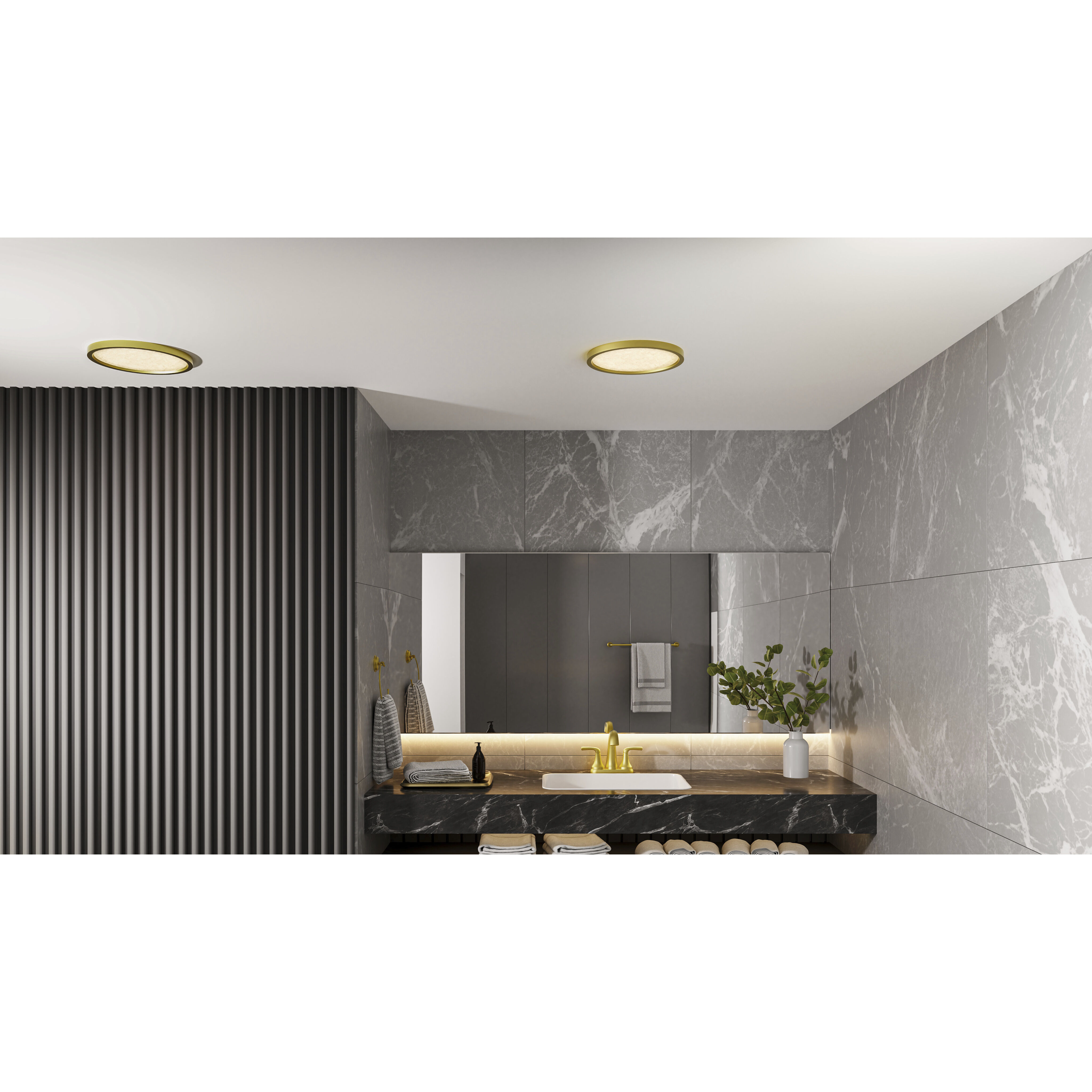 Outskirts LED 15 inch Brushed Gold Flush Mount Ceiling Light, Medium