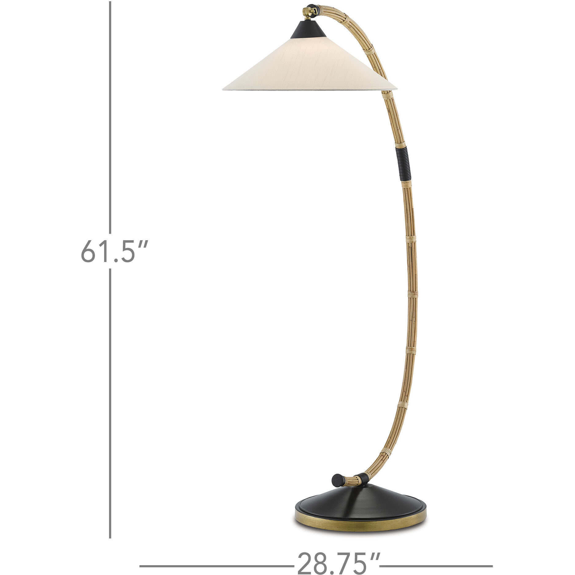 Lisbon 61.5 inch 150 watt Natural/Rattan/New Brass/Satin Black Floor Lamp Portable Light