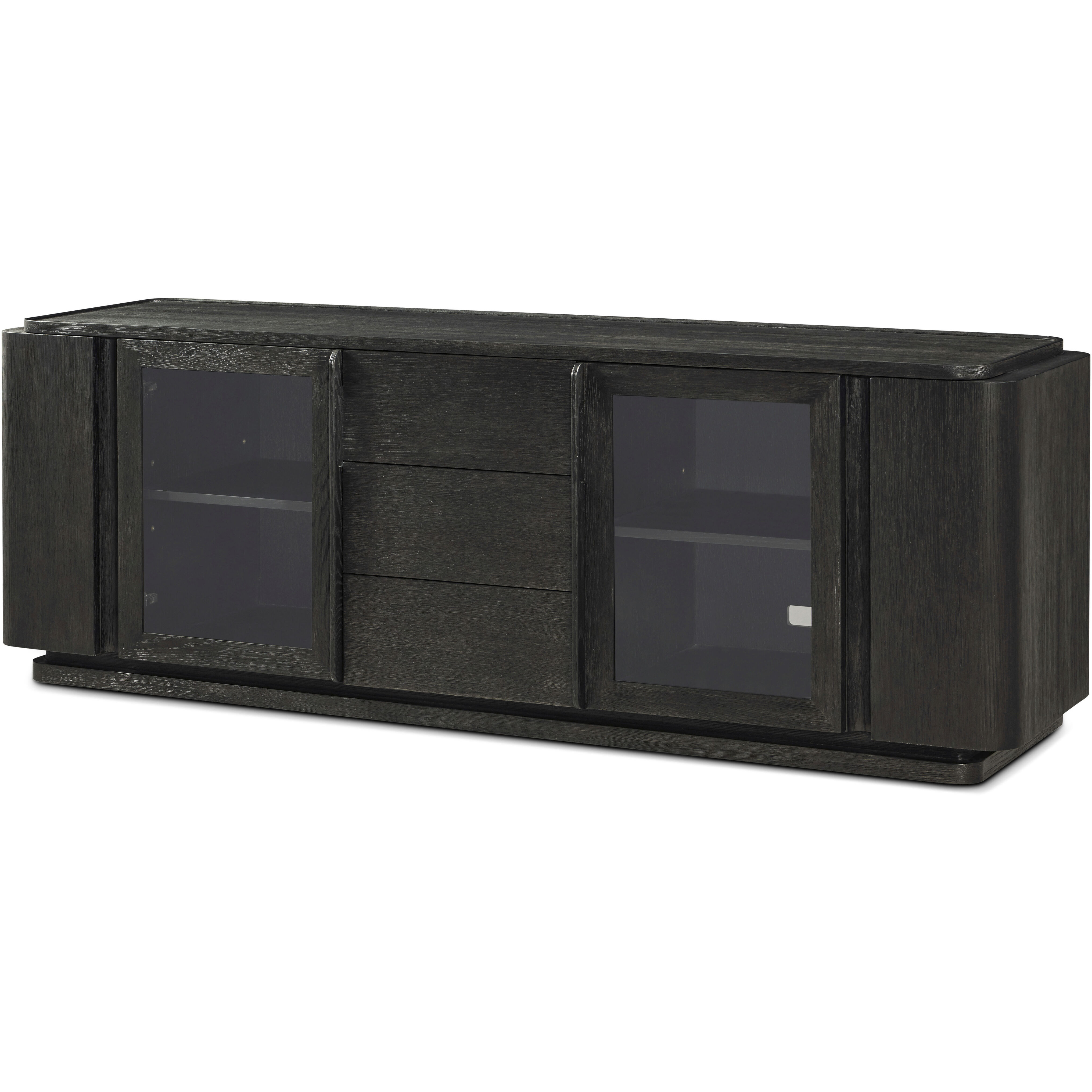 Repose 80 X 21.25 inch Charcoal Oak Media Console, Wooden, Glass Door