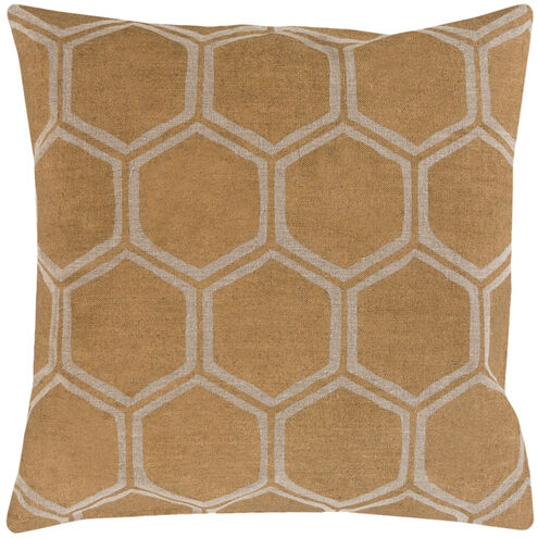 Metallic Stamped 20 inch Tan, Metallic - Gold Pillow Kit