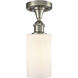 Ballston Clymer LED 3.88 inch Brushed Satin Nickel Semi-Flush Mount Ceiling Light in Matte White Glass, Ballston