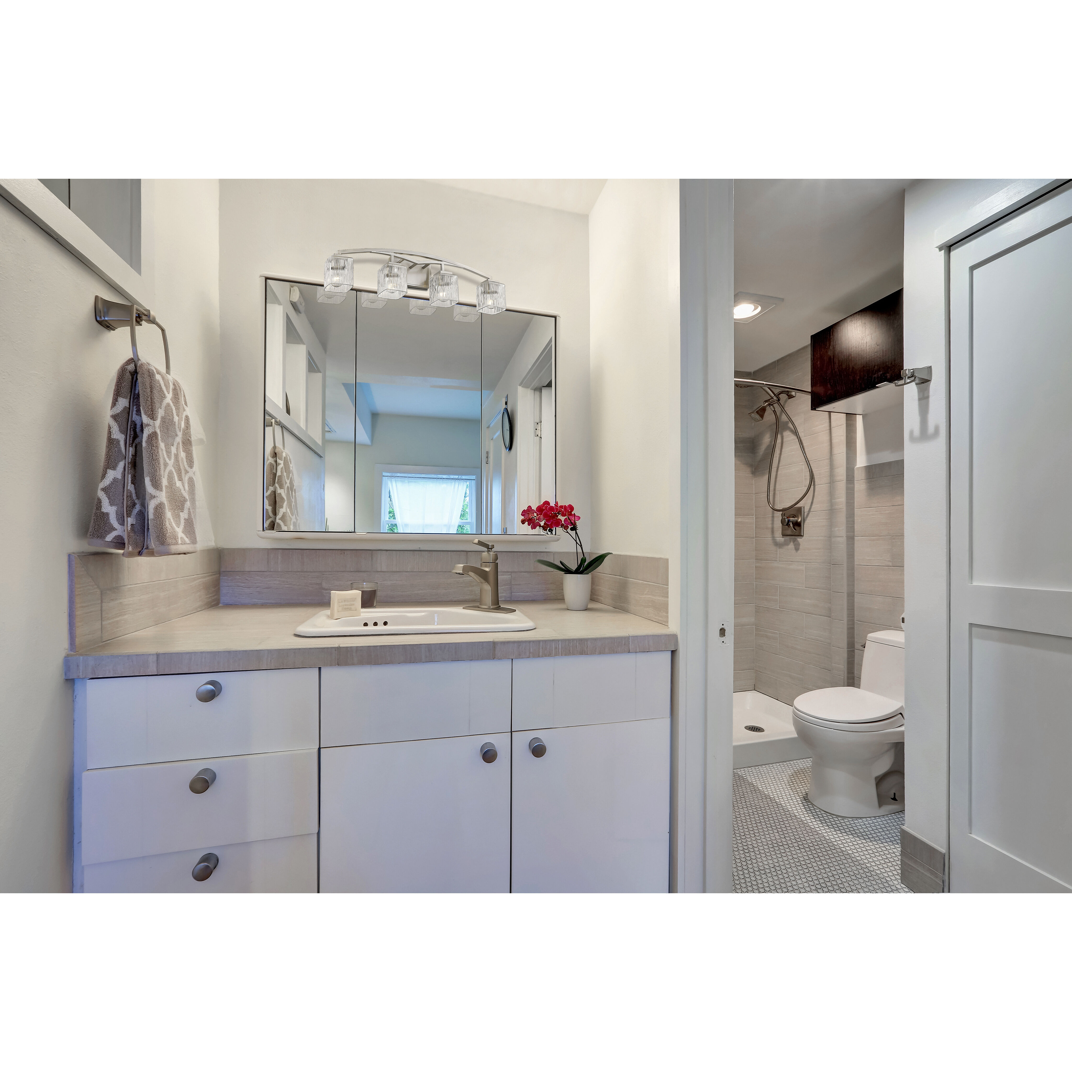 Zaid 4 Light 32 inch Brushed Nickel Vanity Wall Light