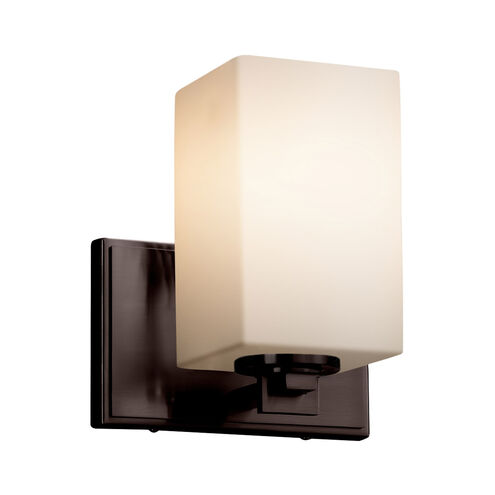 Fusion Wall Sconce Wall Light in Square with Flat Rim, Incandescent, Brushed Brass, Almond Fusion