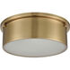 Simpson 3 Light 14 inch Satin Brass Flush Mount Ceiling Light