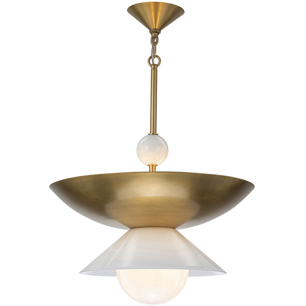 Saucer 1 Light 20 inch Aged Brass Pendant Ceiling Light