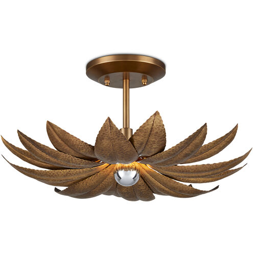Alithea 1 Light 18.25 inch Antique Brass Semi-Flush Mount Ceiling Light