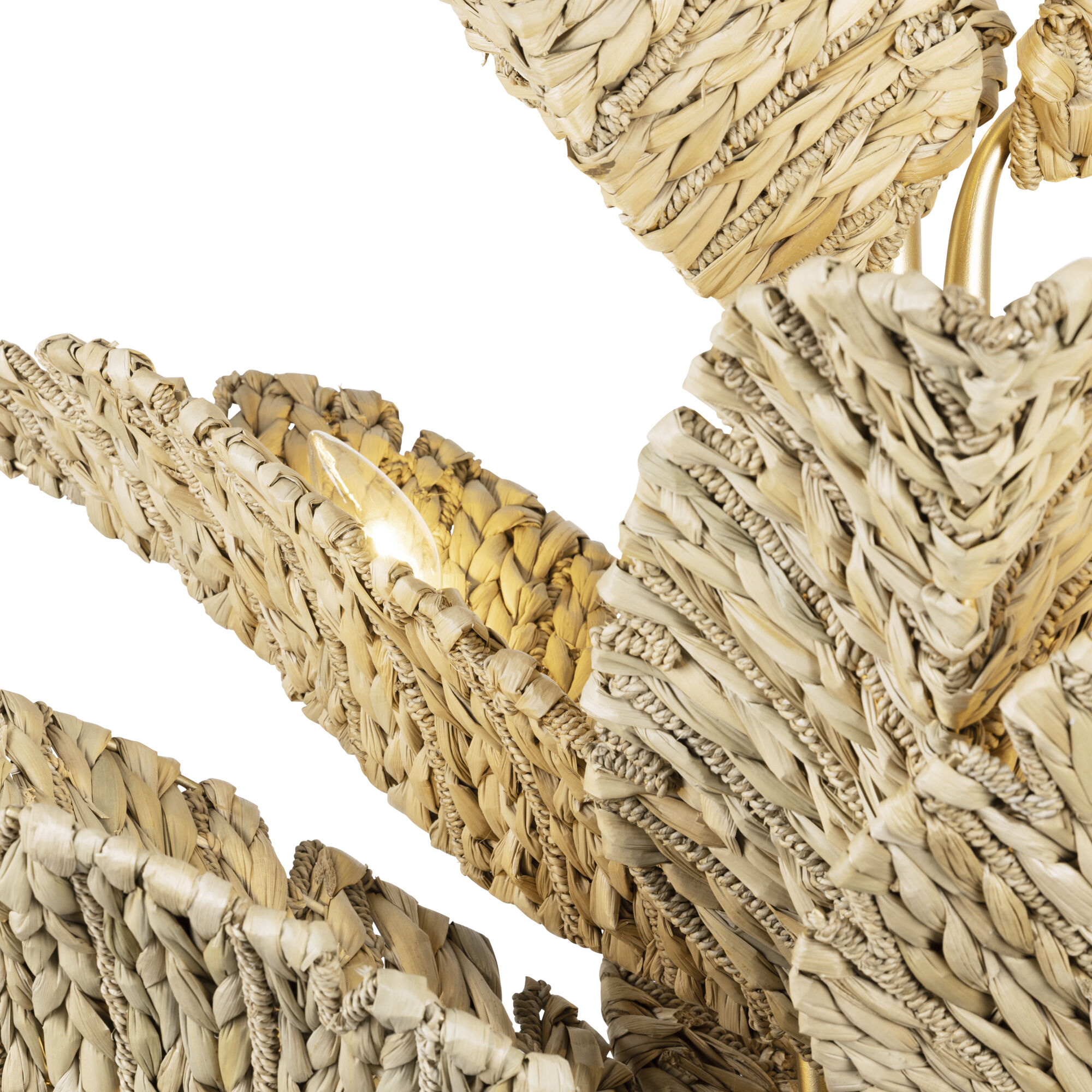 Banana Leaf 9 Light 36.75 inch French Gold with Natural Seagrass Chandelier Ceiling Light