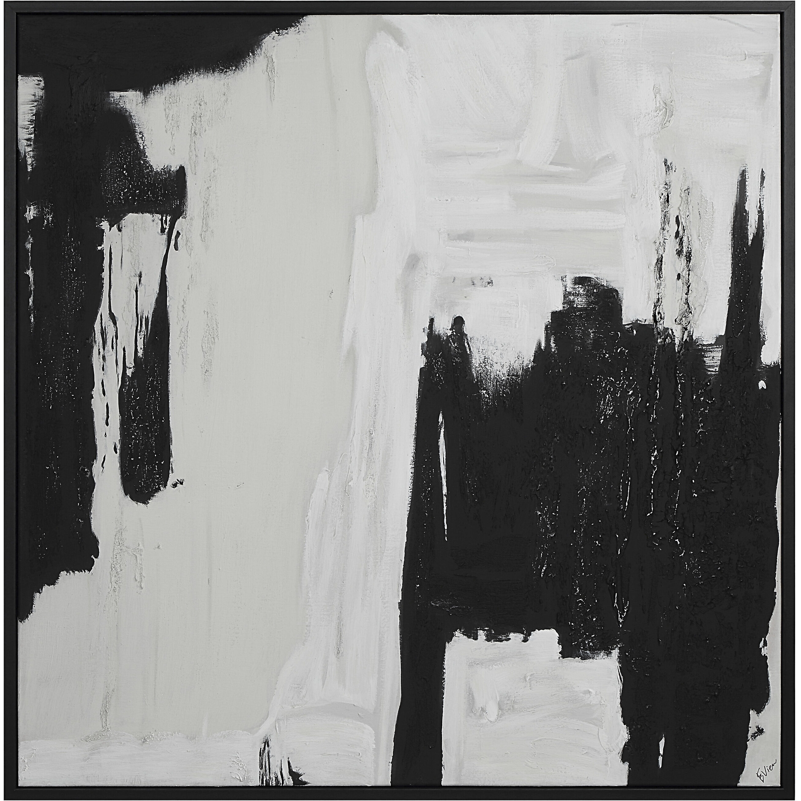 Nantes Painted Matte Black Canvas Art