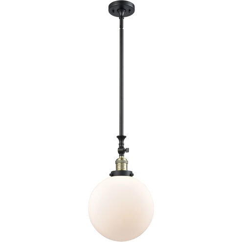 Franklin Restoration Beacon LED 10 inch Black Antique Brass Mini Pendant Ceiling Light in Matte White, Franklin Restoration