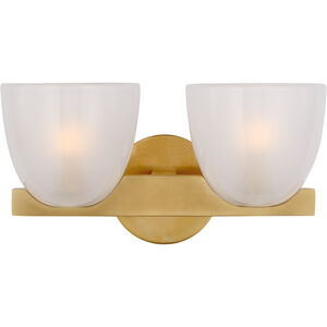 AERIN Carola LED 14 inch Hand-Rubbed Antique Brass Double Bath Sconce Wall Light in Frosted Glass