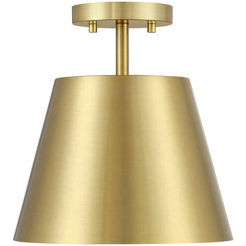 Contemporary 1 Light 10 inch Natural Brass Semi-Flush Ceiling Light