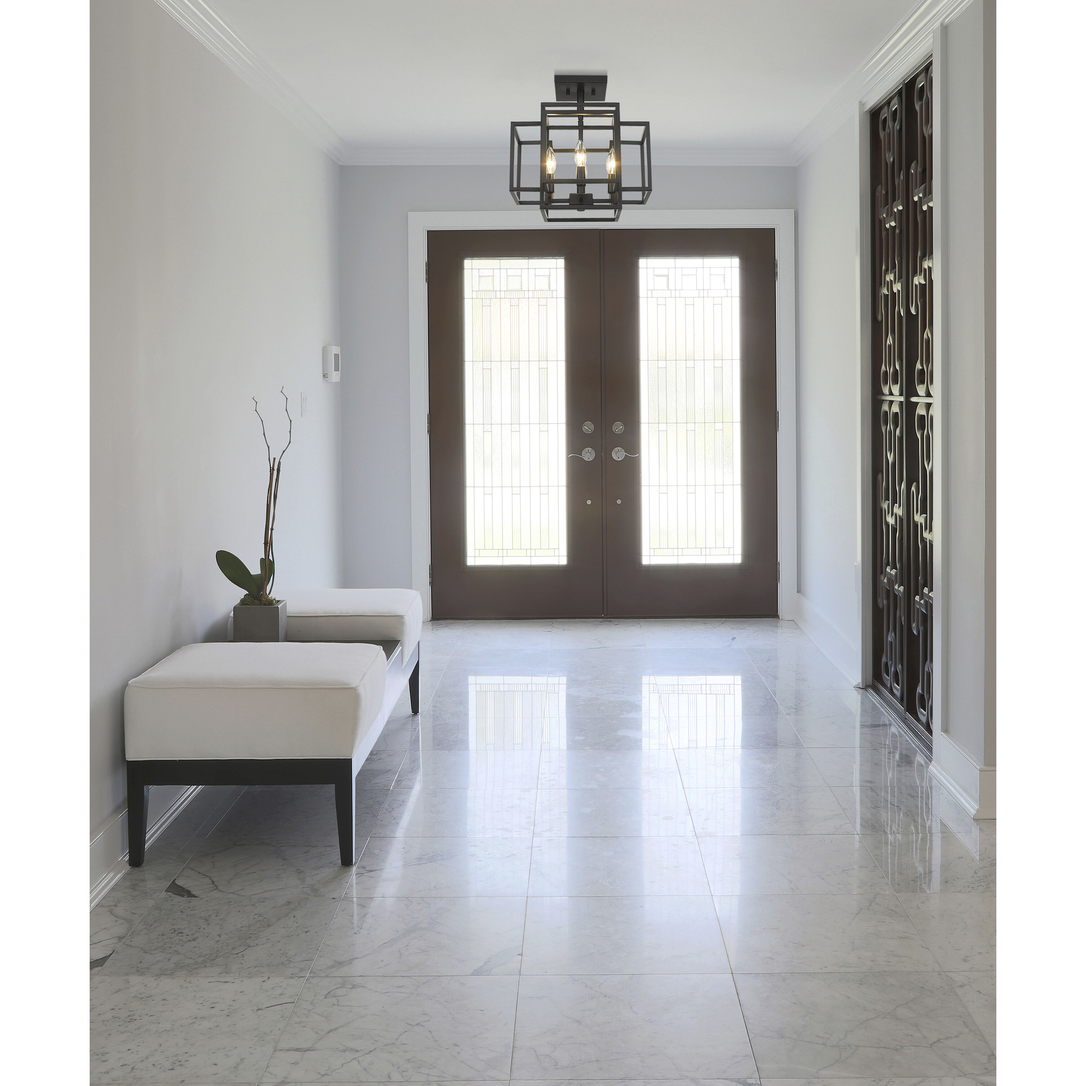 Titania 4 Light 14 inch Matte Black Semi Flush Mount Ceiling Light in 7