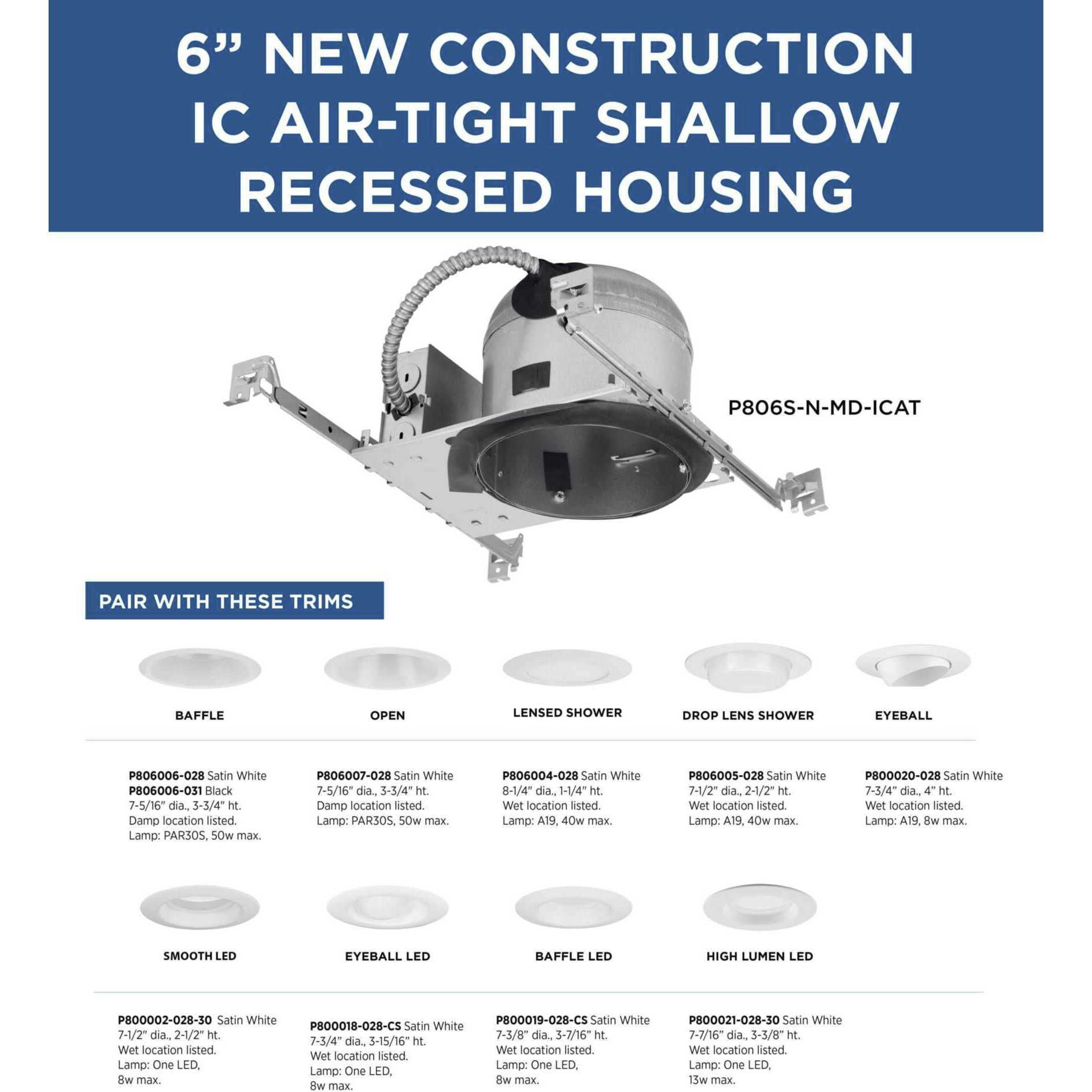 6in Shallow Recessed Housing PAR-30SN Unfinished Recessed Can in New Construction