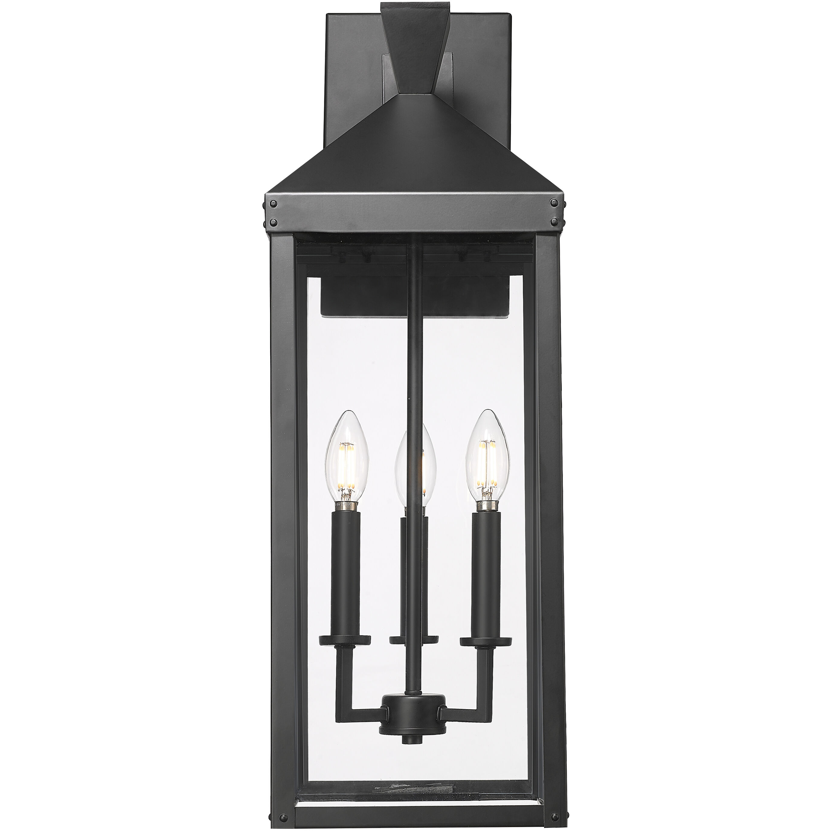 Yates 3 Light 26 inch Powder Coated Black Outdoor Wall Sconce