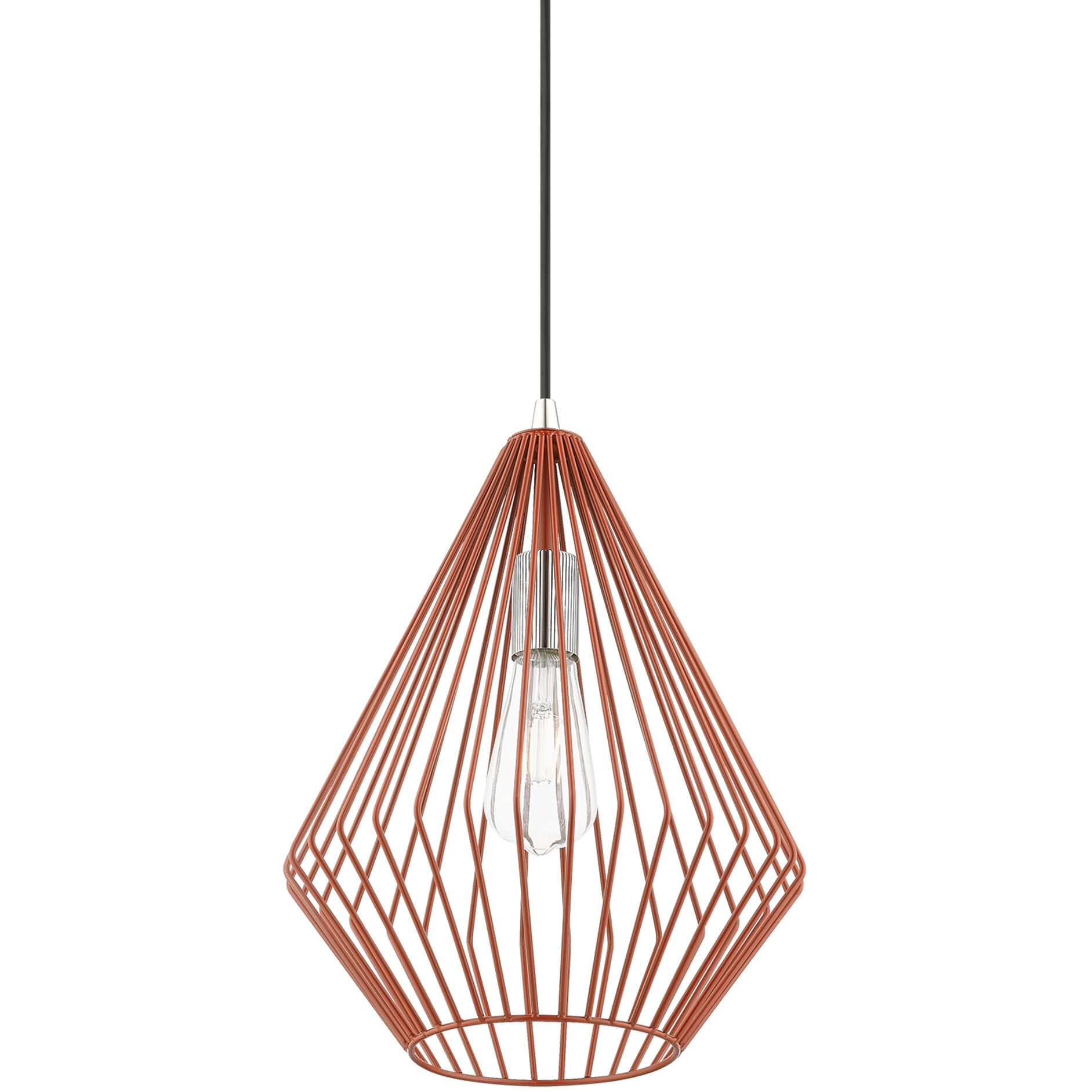 Linz 1 Light 12 inch Shiny Red with Polished Chrome Accents Pendant Ceiling Light
