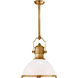 Chapman & Myers Country Industrial 1 Light 19.5 inch Antique-Burnished Brass Pendant Ceiling Light in White Glass, Large