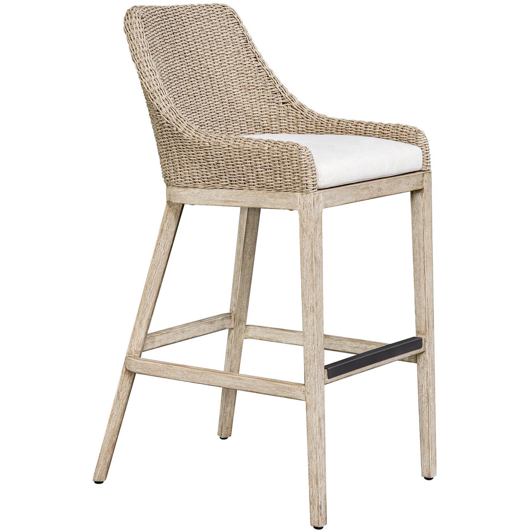 Paloma 44.7 inch Oatmeal and Cerused Wheat with Oyster White Outdoor Bar Stool