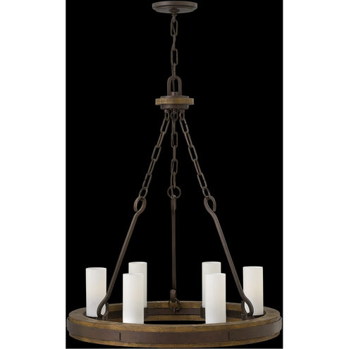 Cabot LED 24 inch Rustic Iron with Vintage Walnut Indoor Chandelier Ceiling Light