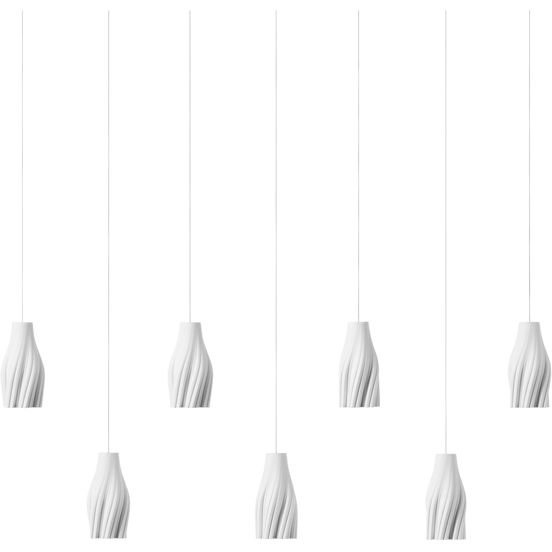 Posh 7 Light 57 inch White/Silver Multi-Drop Pendant Ceiling Light
