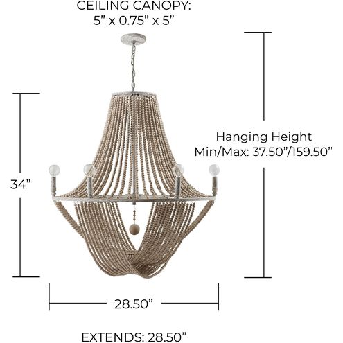 Kayla 6 Light 29 inch Mystic Sand Chandelier Ceiling Light