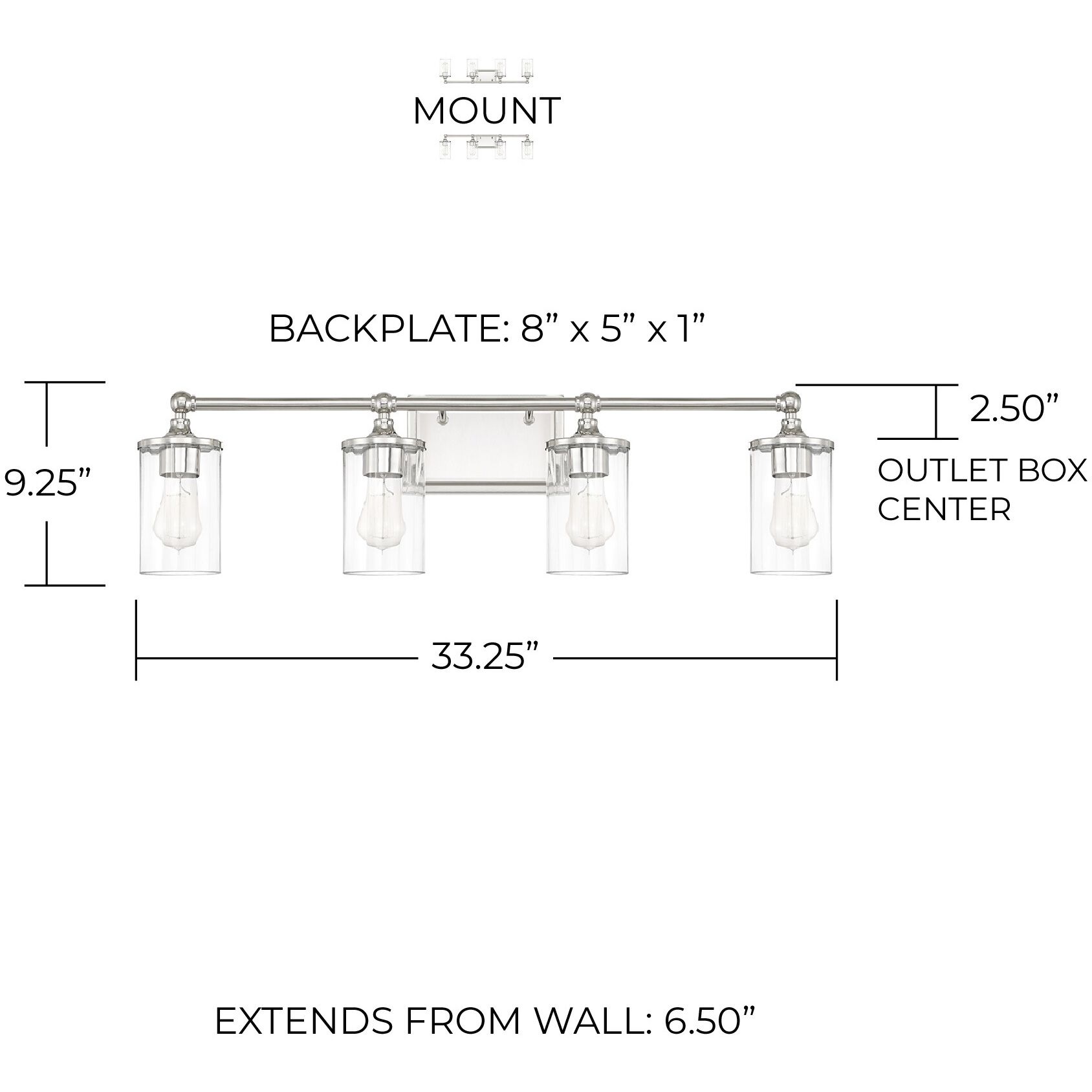 Camden 4 Light 33 inch Polished Nickel Vanity Light Wall Light