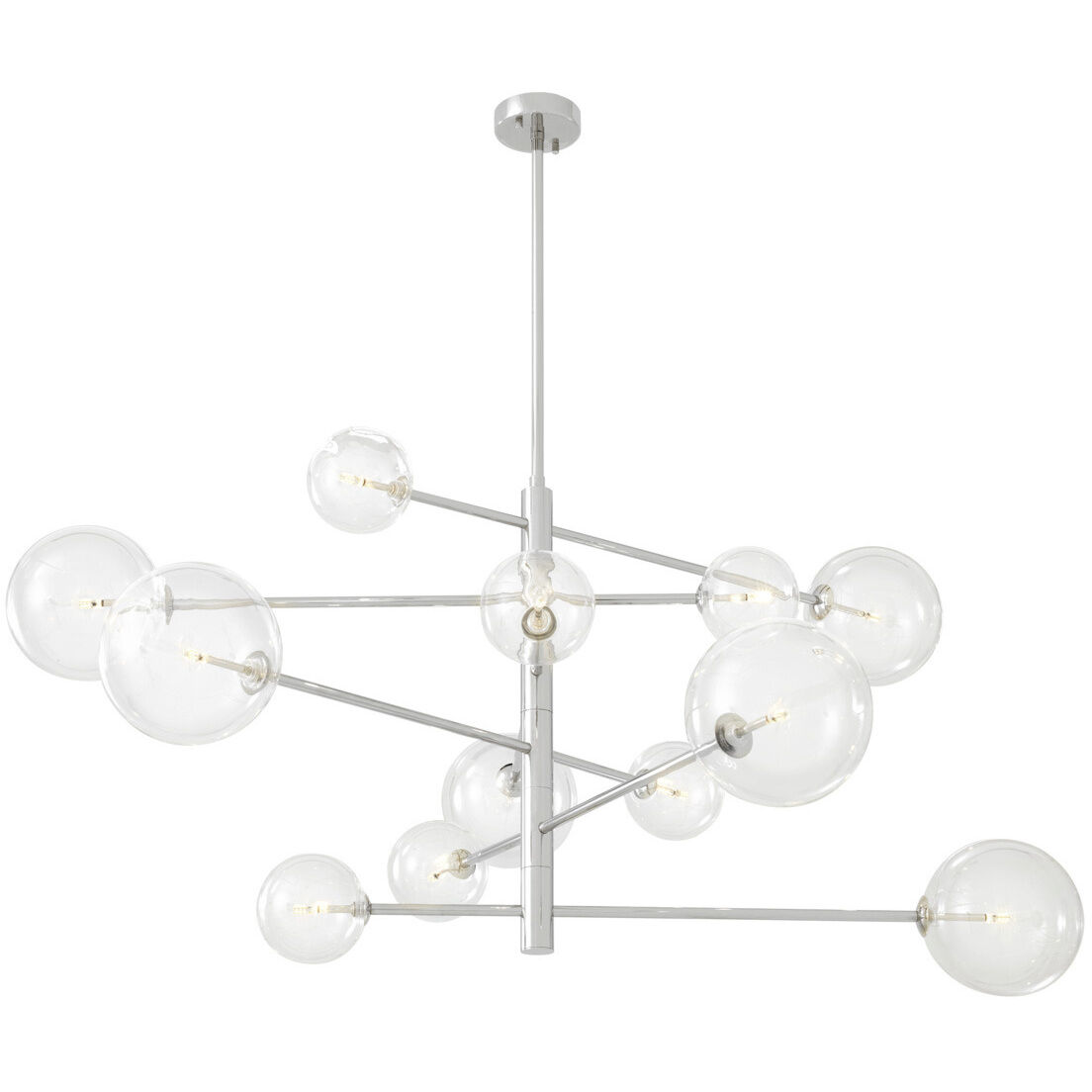 Argento 12 Light 51.18 inch Nickel Chandelier Ceiling Light, Large
