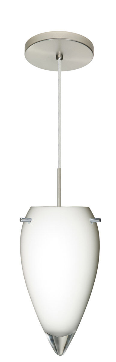 Juli LED Satin Nickel Pendant Ceiling Light in Opal Glossy Glass