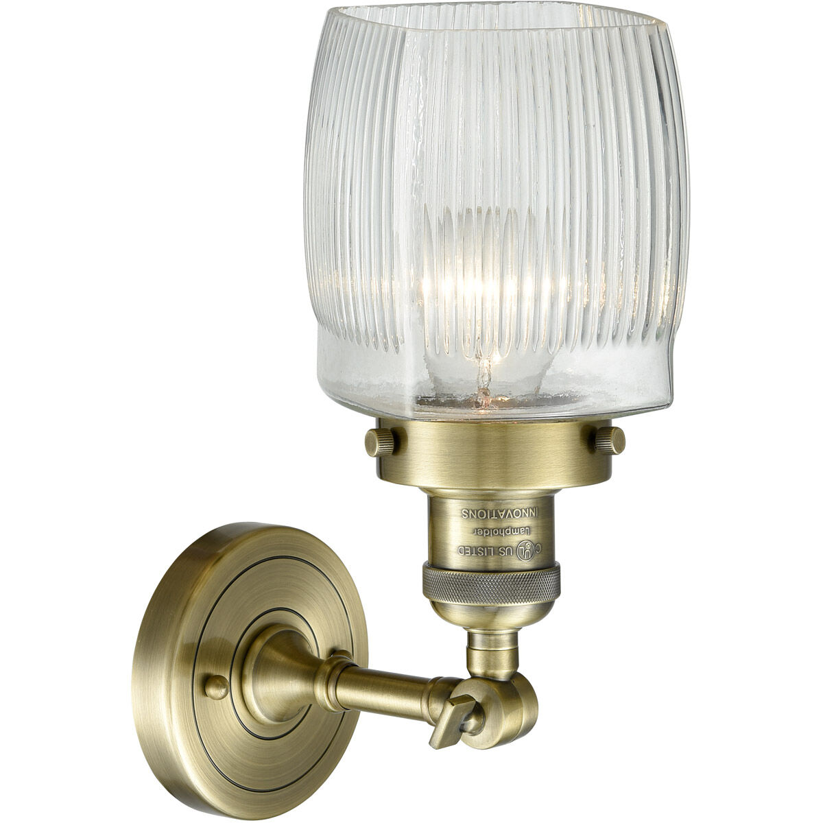 Franklin Restoration Colton 1 Light 6 inch Antique Brass Sconce Wall Light in Incandescent, Clear Halophane Glass, Franklin Restoration