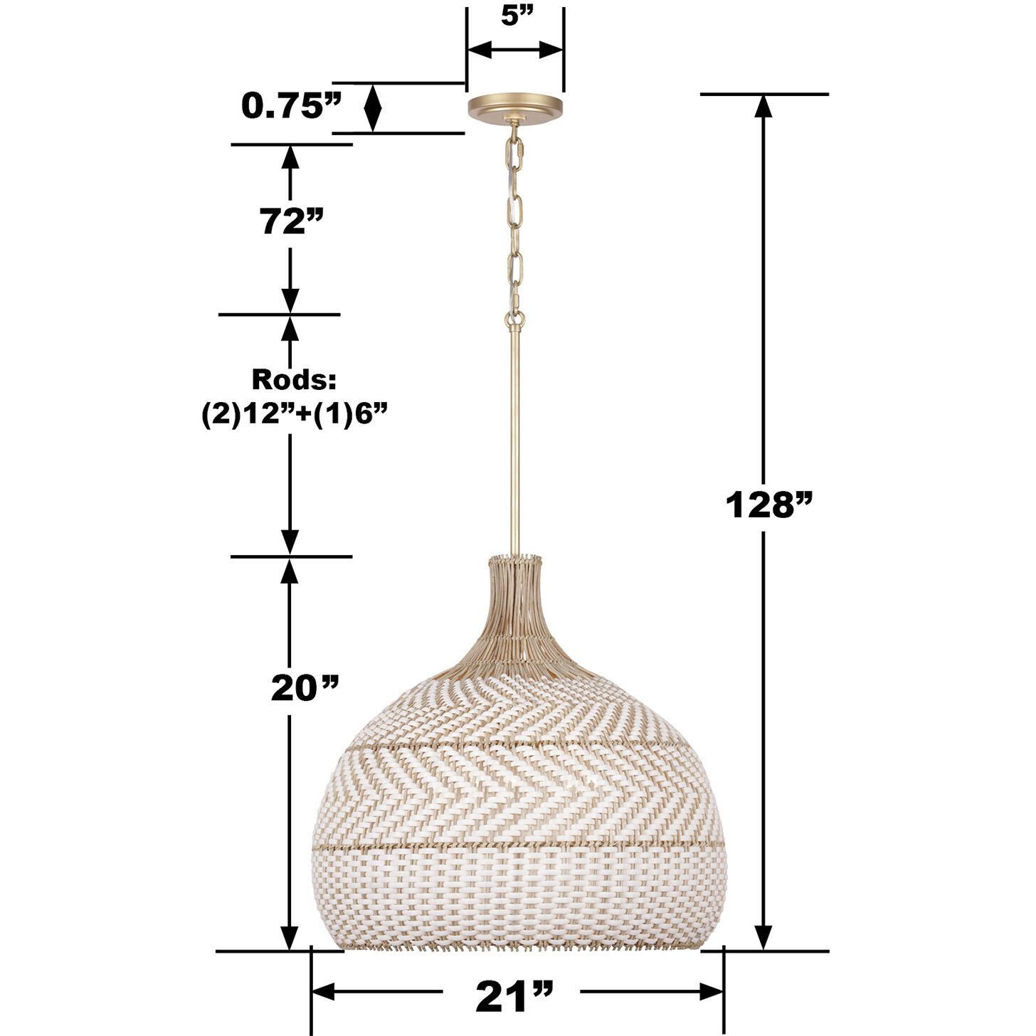 Zanzibar 5 Light 21 inch Soft Gold Pendant Ceiling Light