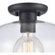 Brewer 1 Light 10 inch Matte Black Semi Flush Mount Ceiling Light in Clear