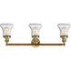 Franklin Restoration Bellmont 3 Light 30 inch Brushed Brass Bath Vanity Light Wall Light in Seedy Glass, Franklin Restoration