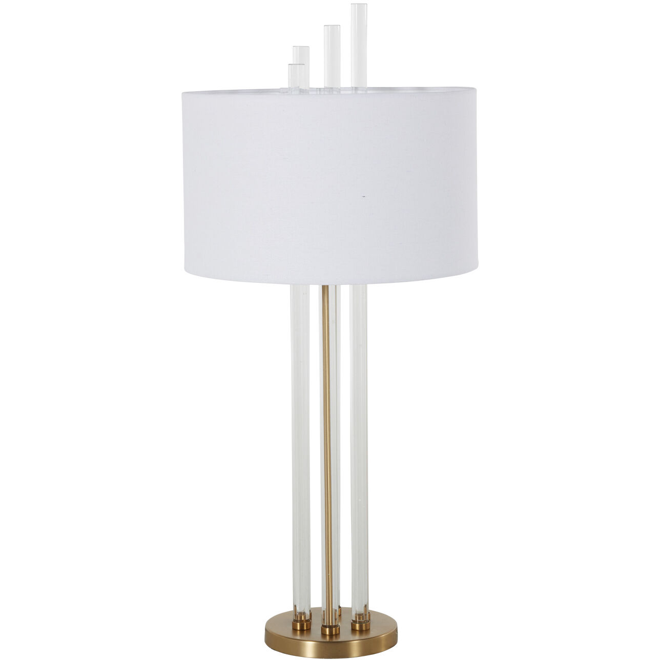 Merna 37.5 inch Antique Brass / White Linen Table Lamp Portable Light