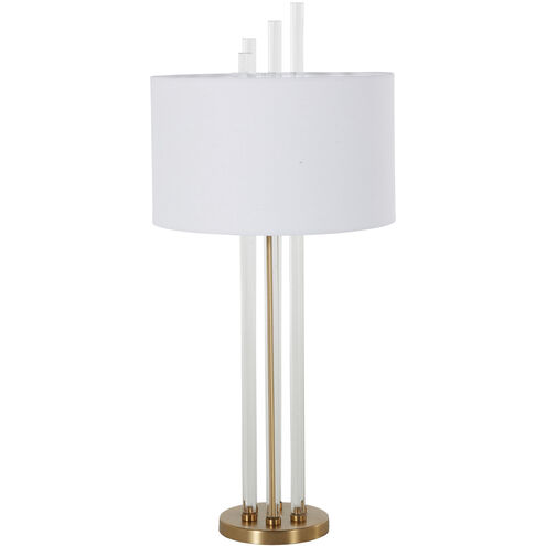 Merna 37.5 inch Antique Brass / White Linen Table Lamp Portable Light