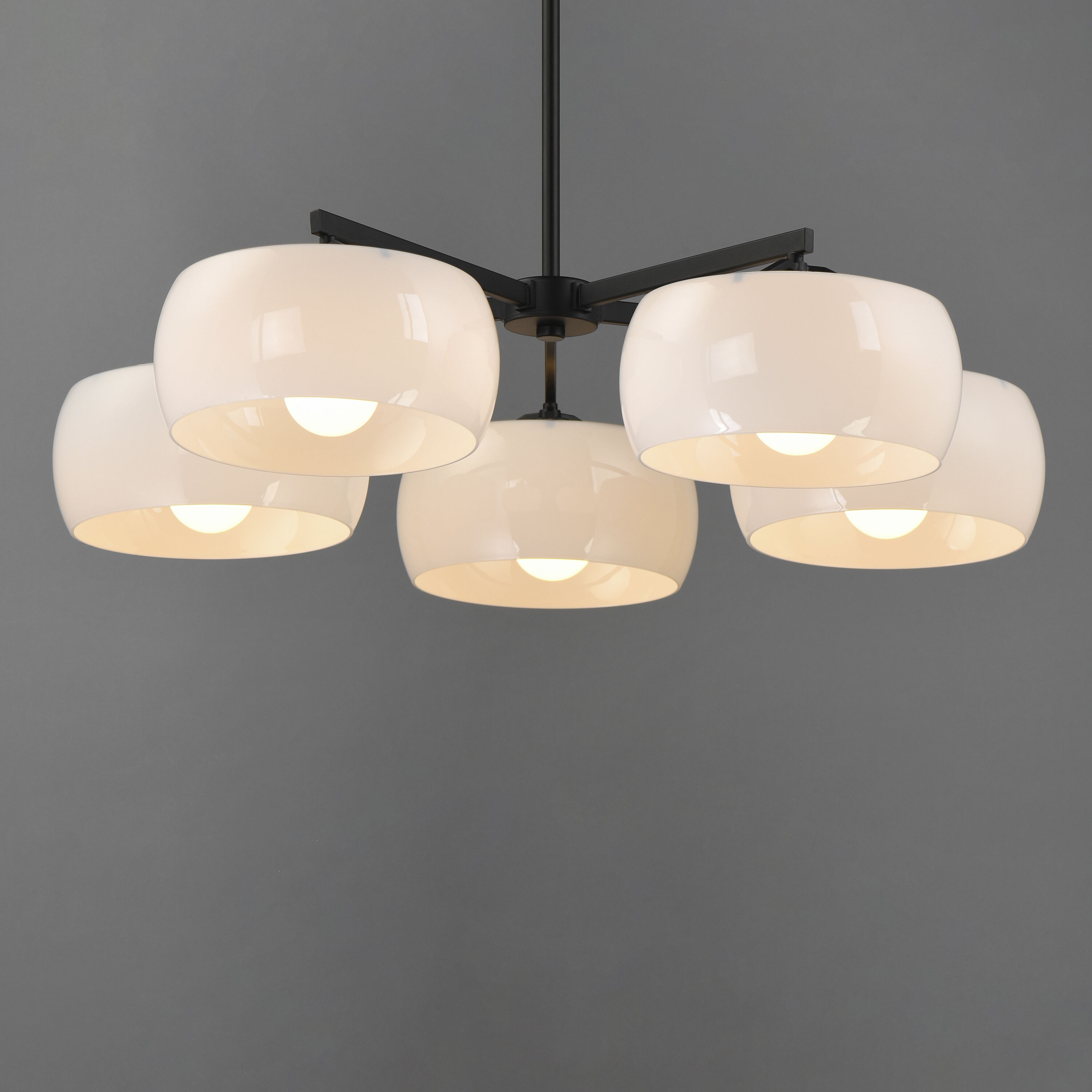 Glazed 5 Light 36 inch White and Black Chandelier Ceiling Light