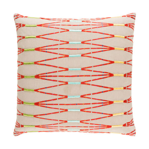 Kikuyu 18 X 18 inch Taupe and Bright Orange Pillow