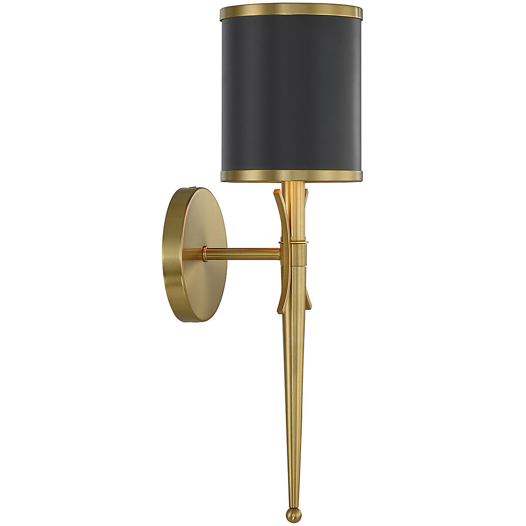 Quincy 1 Light 5.25 inch Black with Warm Brass Accents Wall Sconce Wall Light