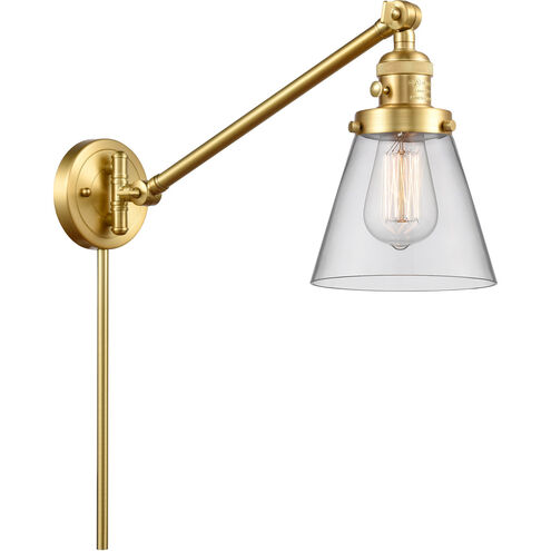 Small Cone 21 inch 60.00 watt Satin Gold Swing Arm Wall Light, Franklin Restoration