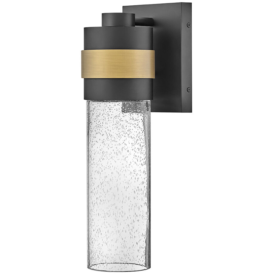 Albie 1 Light 18 inch Black with Antique Brass Outdoor Wall Mount