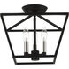 Devone 3 Light 13 inch Black with Brushed Nickel Accents Semi-Flush Ceiling Light, Square