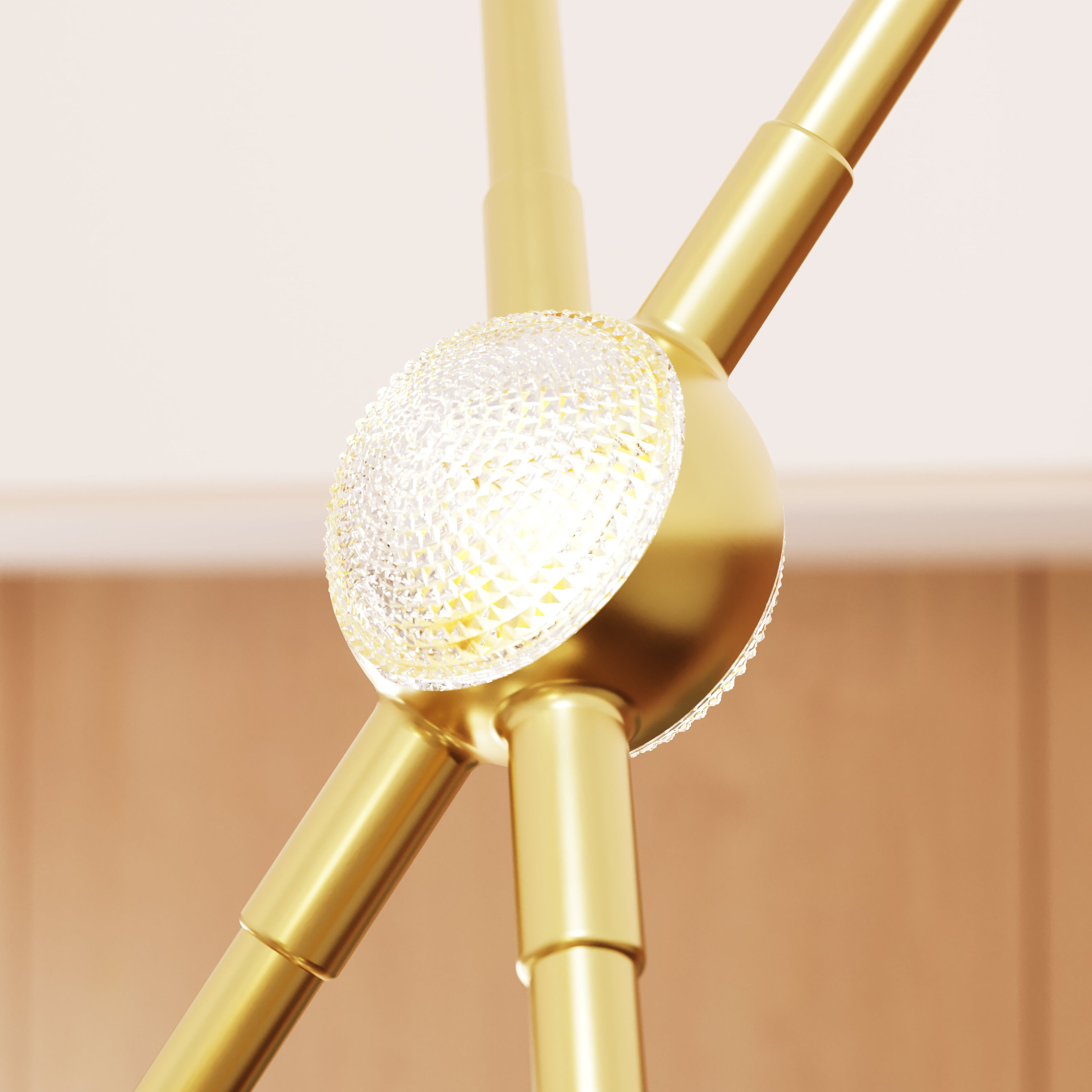 Constellation Aquila Minor LED 25.75 inch Satin Brass Chandelier Ceiling Light in 3000K, Clear Faceted Acrylic, 10 FT. Cord