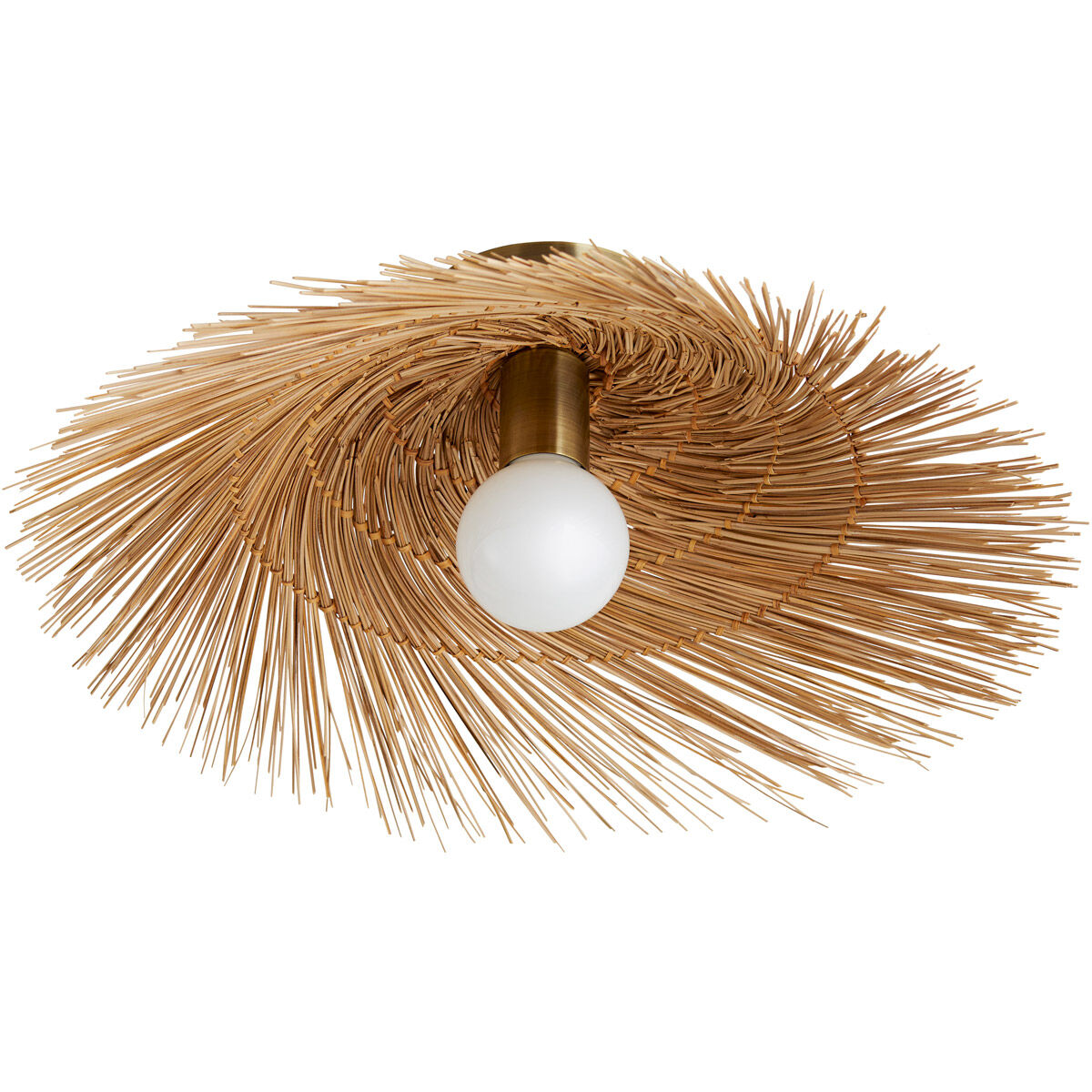 Hayes 1 Light 19 inch Natural and Antique Brass Flush Mount Ceiling Light