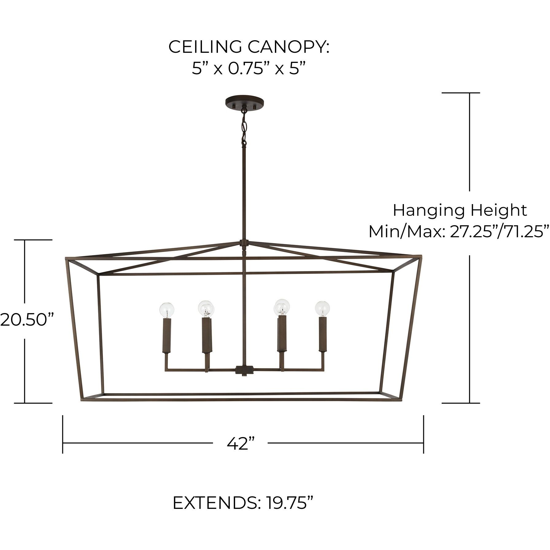 Thea 6 Light 42 inch Oil Rubbed Bronze Island Ceiling Light