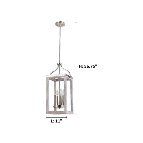 Montrose 4 Light 11 inch Acacia Wood and Brushed Nickel Foyer Pendant Ceiling Light