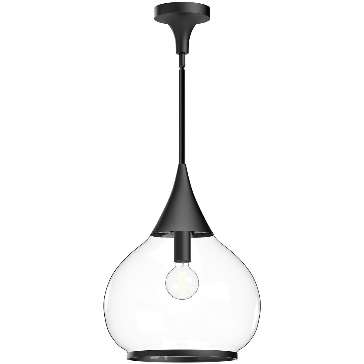 Alora Mood Hazel Pendant Ceiling Light in Matte Black, Clear Glass