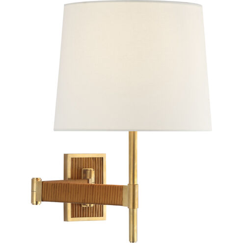 Suzanne Kasler Elle 22.25 inch 15.00 watt Hand-Rubbed Antique Brass and Dark Rattan Swing Arm Sconce Wall Light