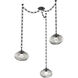 Nova LED 19 inch Matte Black Swag Multi-Pendant Ceiling Light in 3000K LED, Zircon Inner - Smoke Outer, Rectangular Chain